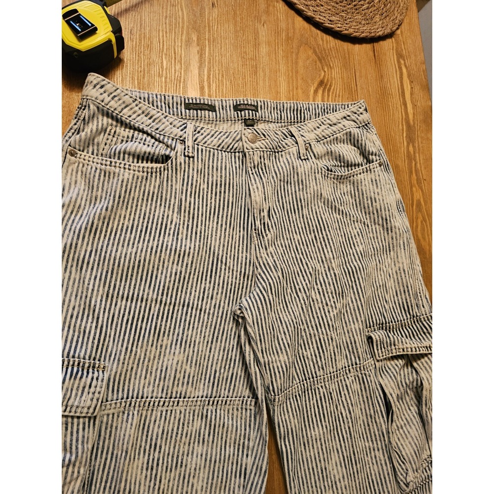 Women's Wide Leg Baggy In Striped Carpenter Jeans Size 16R